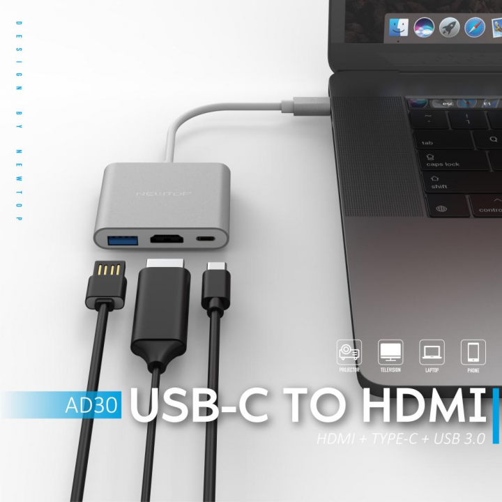 Newtop kabel USB, Type-C, HDMI 3 v 1 